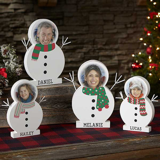photo face personalized wooden snowman