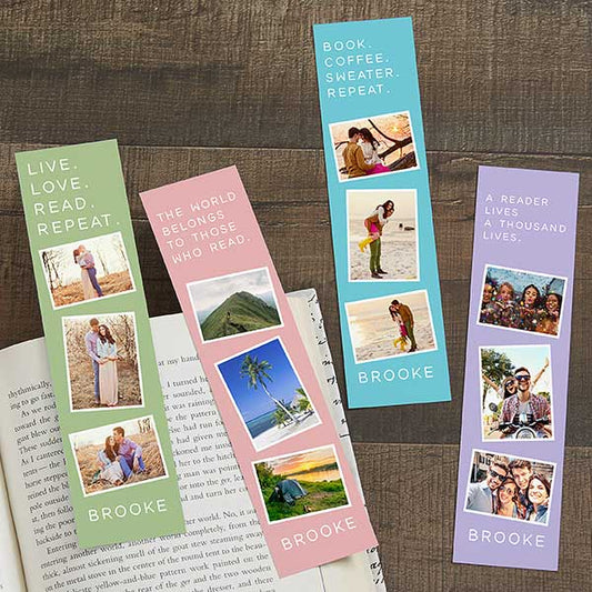 photo collage personalized paper bookmark set of 4