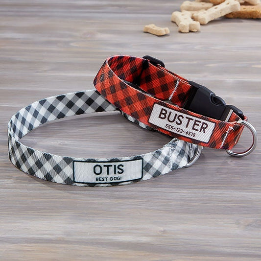 pet plaid personalized dog collars