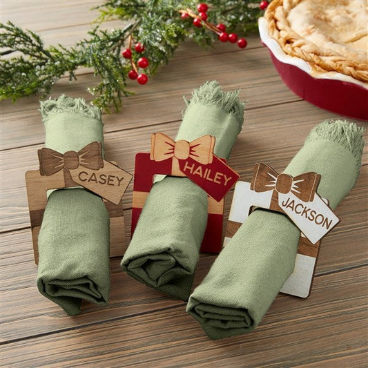 personalized wooden christmas napkin rings