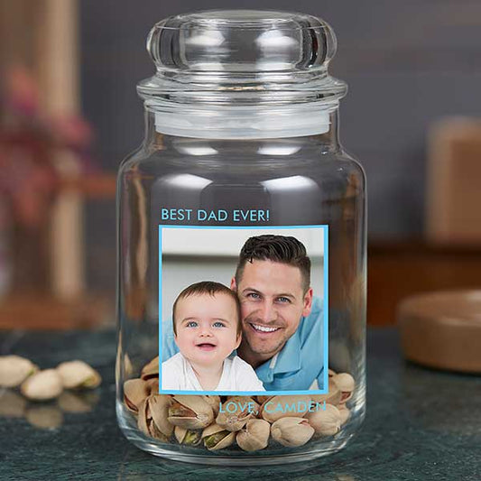 personalized photo treat jar for dad