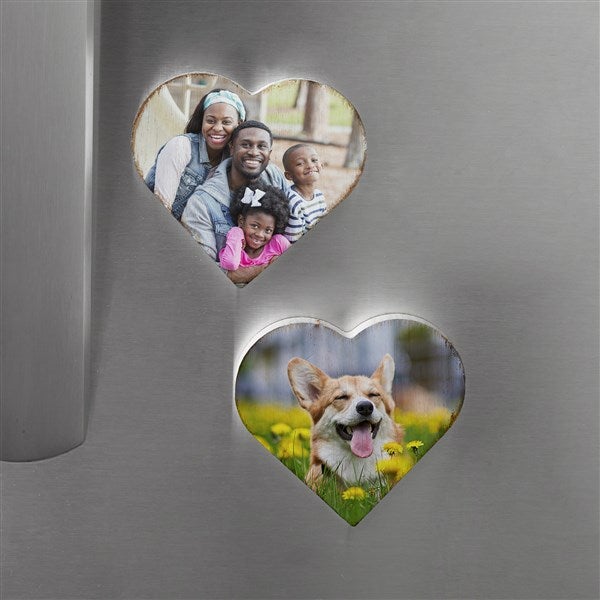 personalized photo wooden heart fridge magnet