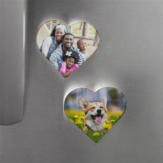 personalized photo wooden heart fridge magnet