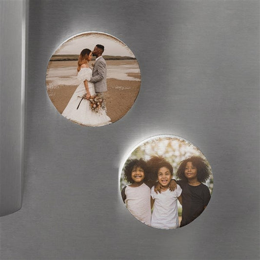 personalized photo wooden round fridge magnet
