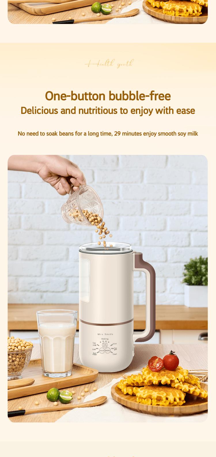 1000ml Portable Mini Soy Milk Maker with Filtering and Self-Cleaning - Perfect for 1-4 Person Households - Enjoy Fresh Soy Milk and Juices Anytime