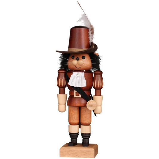10.75" Brown and Black Christian Ulbricht Puss in Boots Natural Nutcracker Decoration