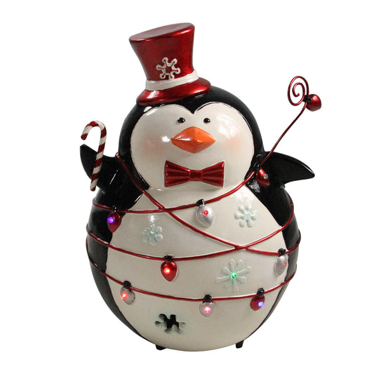 14" Black and White Penguin LED Lighted Christmas Decor