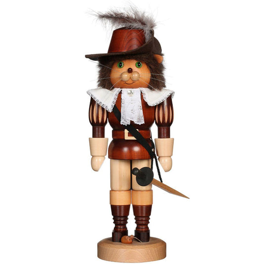 15" Standing Christian Ulbricht Handcrafted Wooden "Puss N' Boots" Nutcracker