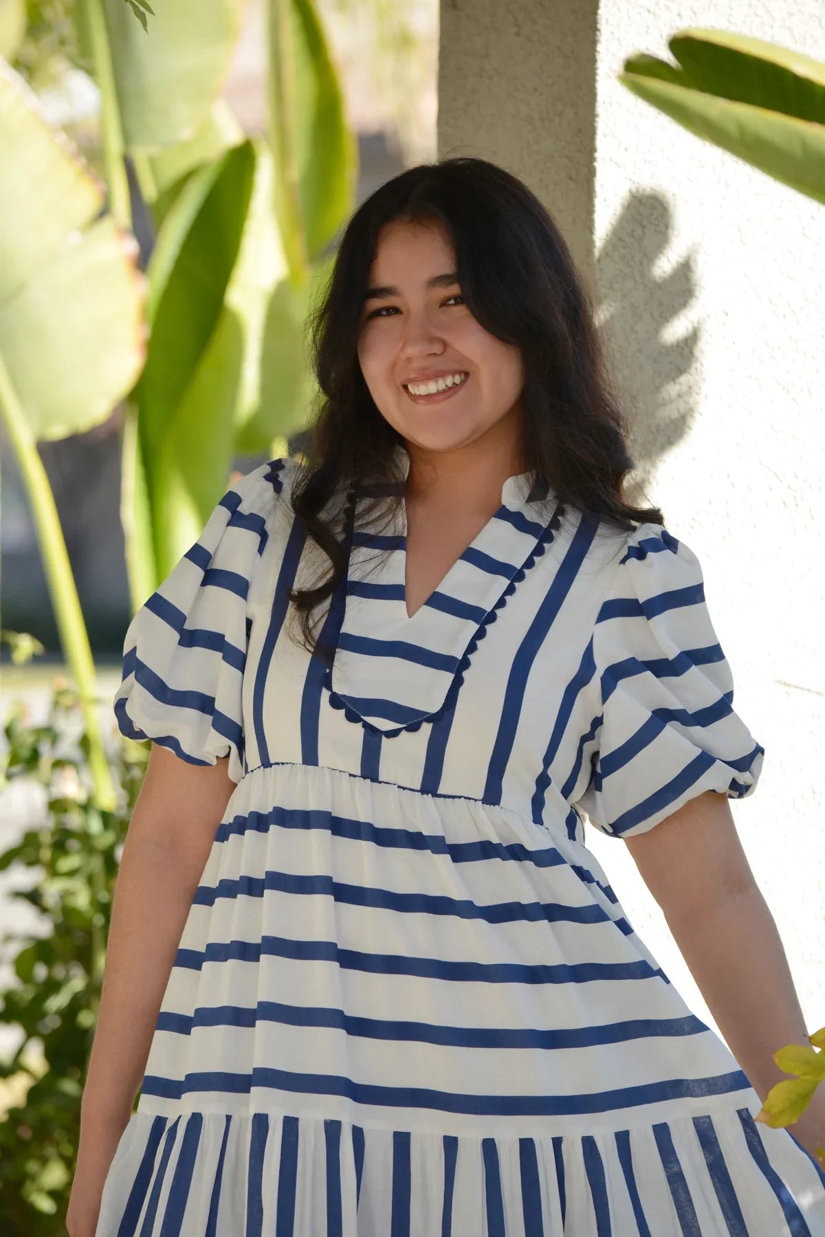 Leanna Striped Maxi Dress in Navy (REG/PLUS)