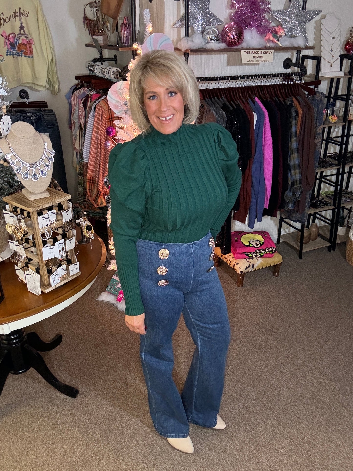 High Waisted Button Jeans (REG)