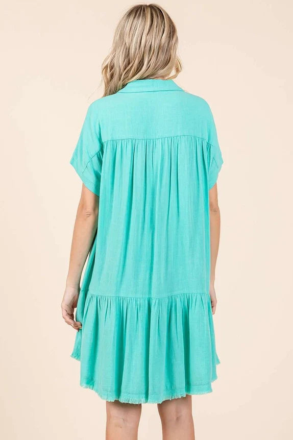 Button Down Shirt Dress in Tiffany (REG)