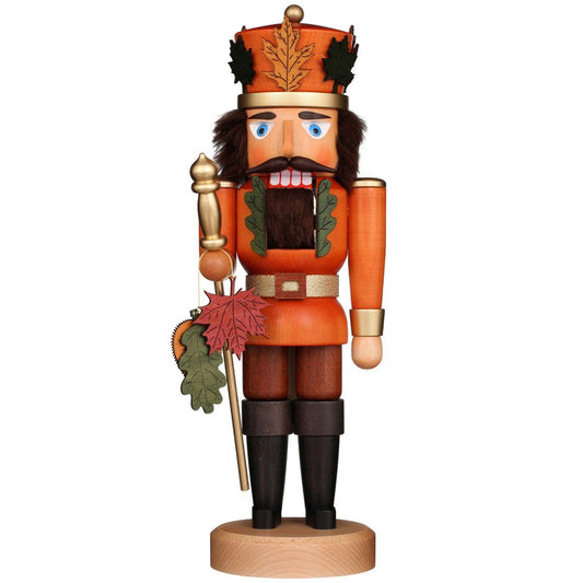 14.75" Standing Christian Ulbricht Handcrafted Wooden Autumn King Nutcracker