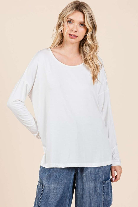 Bamboo Long Sleeve Top in Ivory (REG/PLUS)