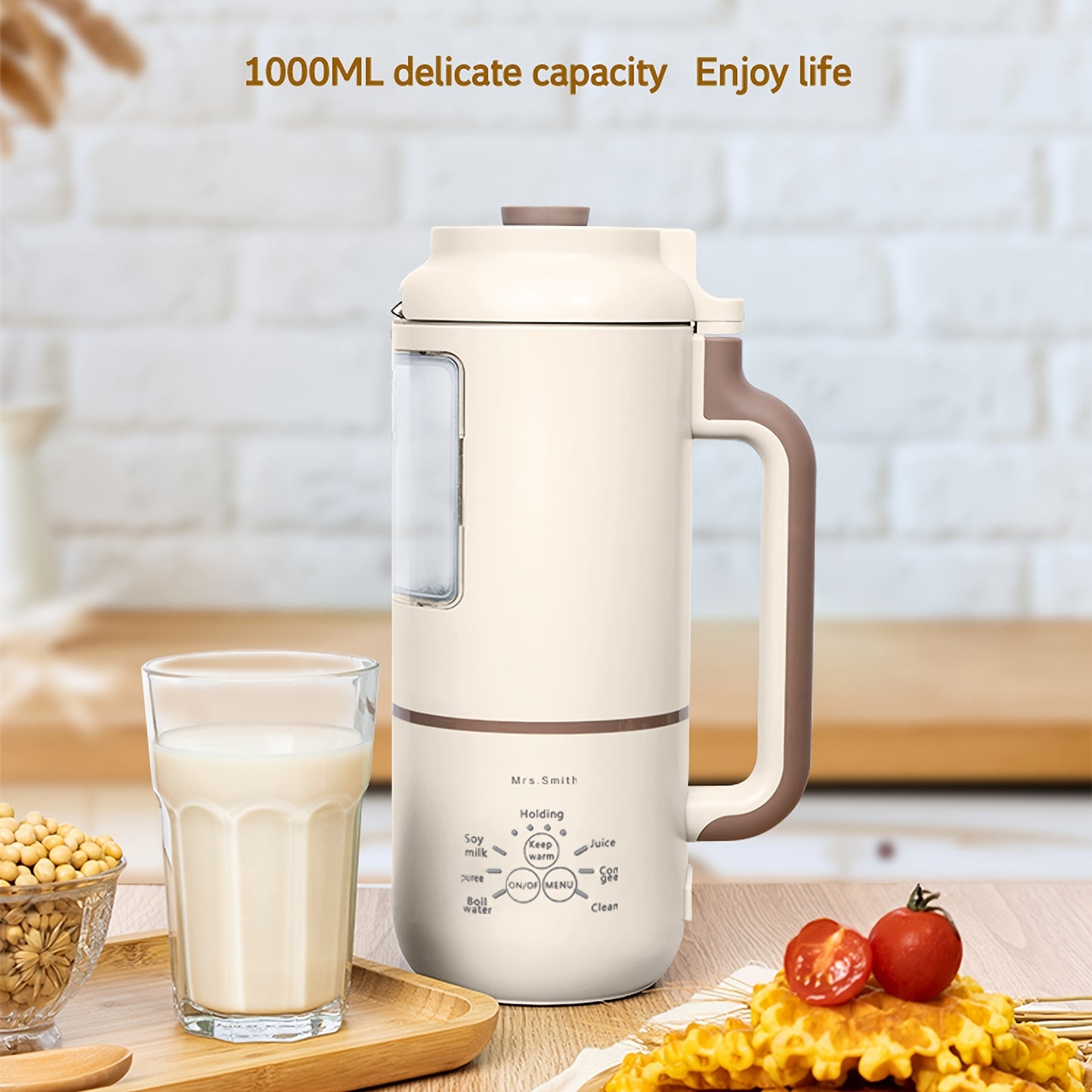 1000ml Portable Mini Soy Milk Maker with Filtering and Self-Cleaning - Perfect for 1-4 Person Households - Enjoy Fresh Soy Milk and Juices Anytime